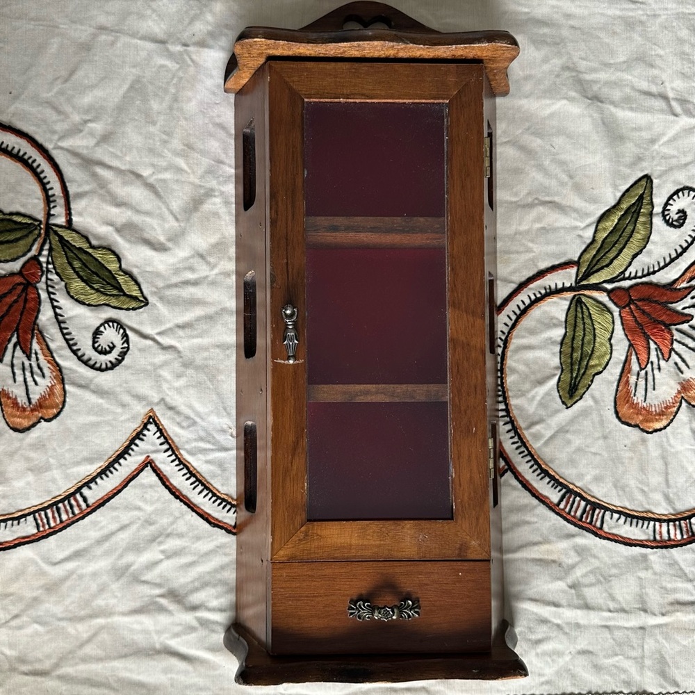 4/$100 - Wooden Wall Cabinet with Glass Door